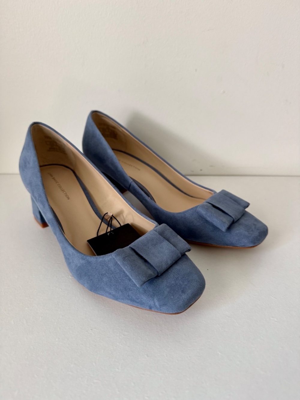 NEW! Zara Blue Suede Leather Bow Detail Block Heels | Size 37 (US 6.5) - Picture 3 of 12